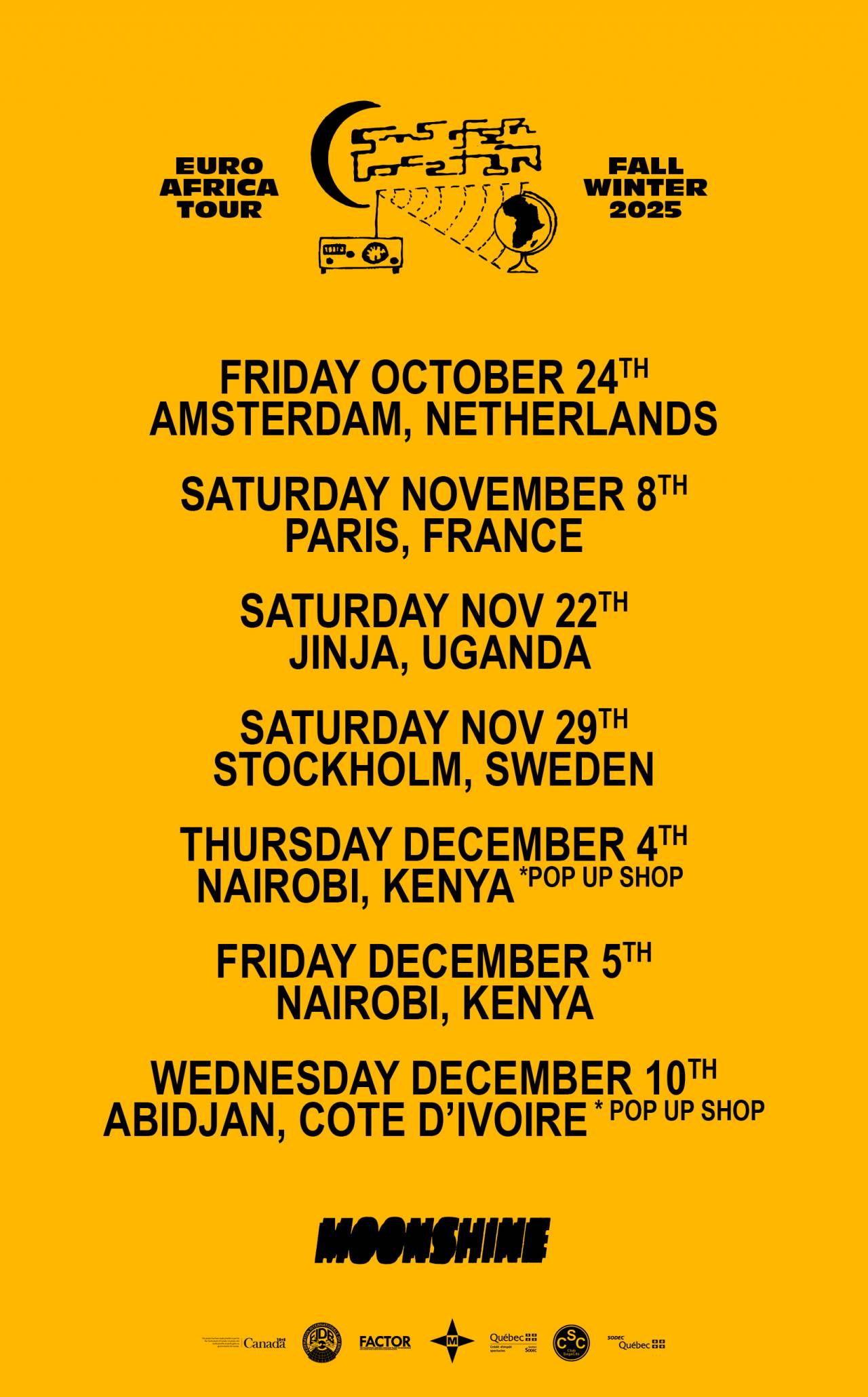 Moonshine Euro Africa Tour Fall Winter 2025